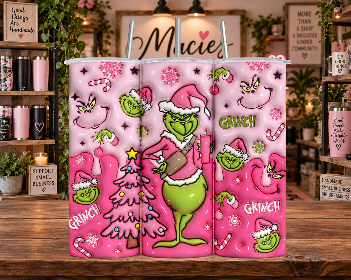 Pink Grinch Christmas 20 oz Tumbler