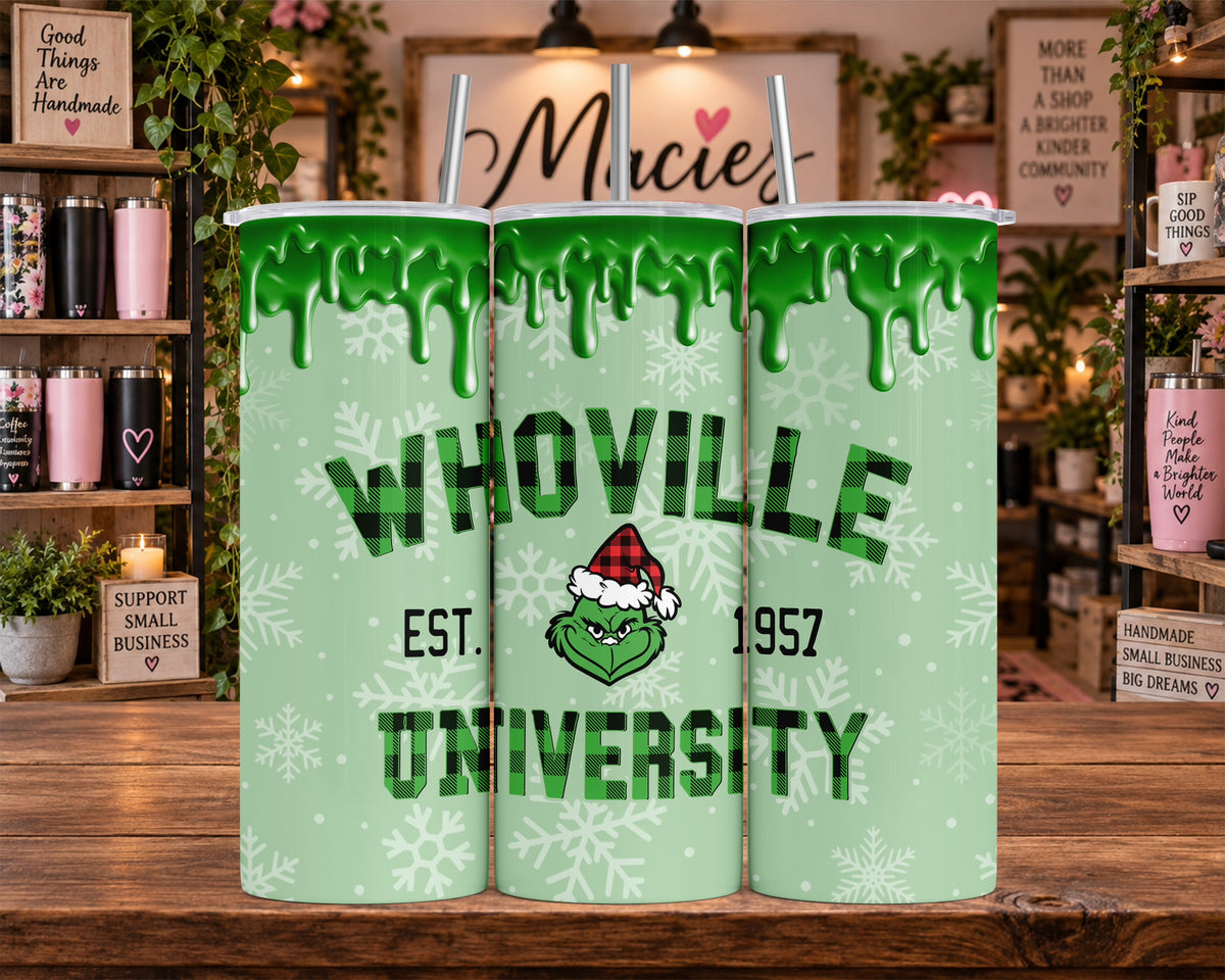 Green Snowflake Grinch-Inspired University 20 oz Tumbler