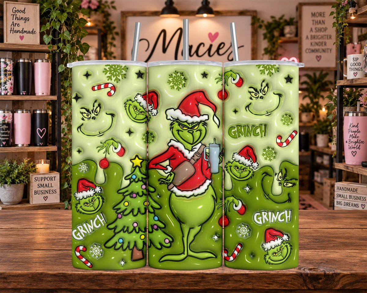 Festive Green Grinch Christmas 20 oz Tumbler