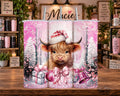 Pink Christmas Highland Cow 20 oz Tumbler