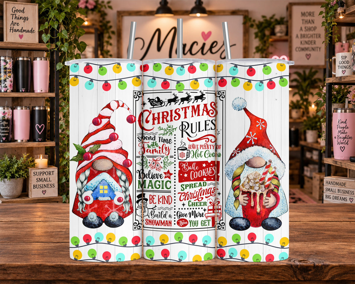 Christmas Gnome Rules 20 oz Tumbler