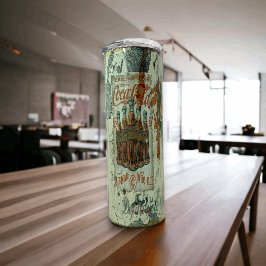 20oz Macies Handmade Treasure's stainless tumbler with vintage distressed coca-cola design