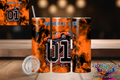 20oz stainless tumbler with confederate general lee design featuring car 01 and orange flames custom handmade