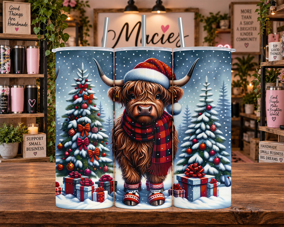 Christmas Highland Cow 20 oz Tumbler