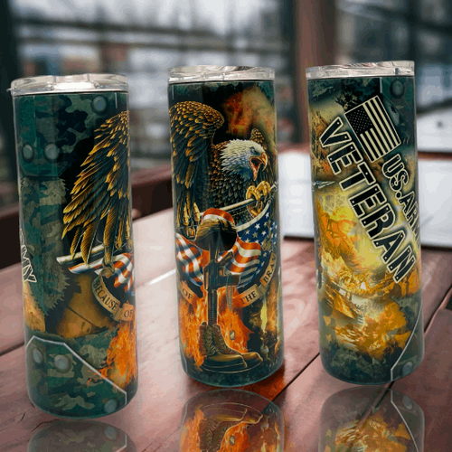 20oz Tumbler, Veteran, Army, American Flag