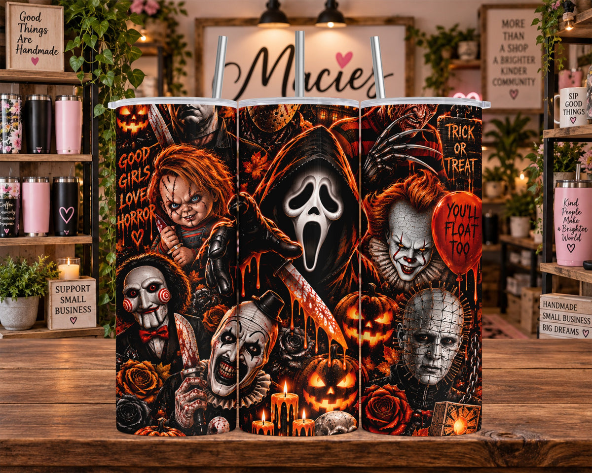 Halloween horror collage 20 oz tumbler mockup