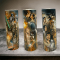20oz stainless steel tumbler with detailed Star Wars art featuring skywalker luke skywalker and iconic characters