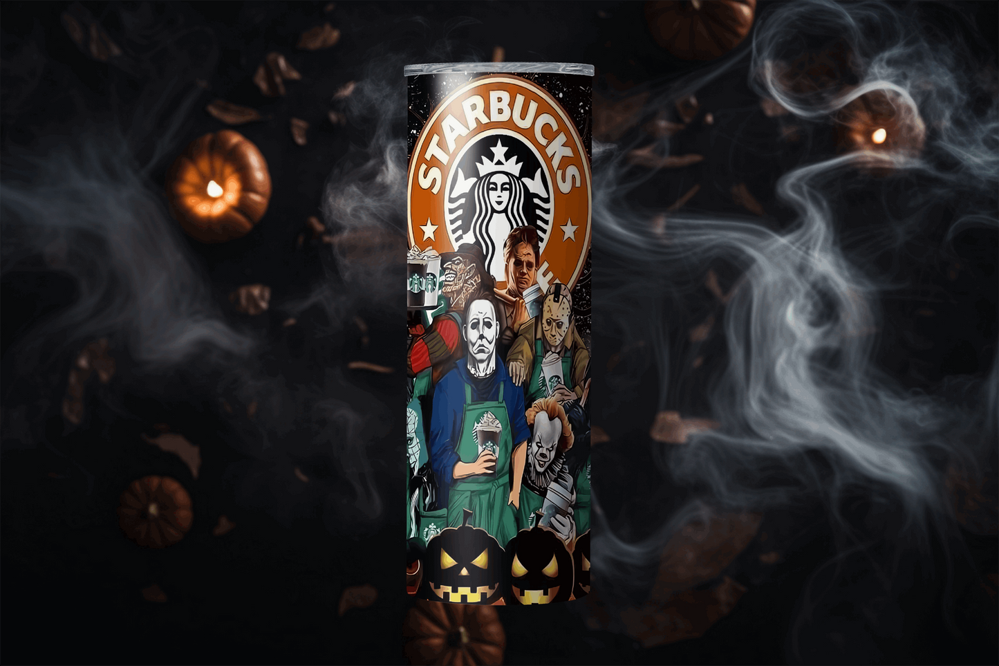 20oz Starbucks and tumbler by Macies Handmade Treasures featuring a Halloween horror character design