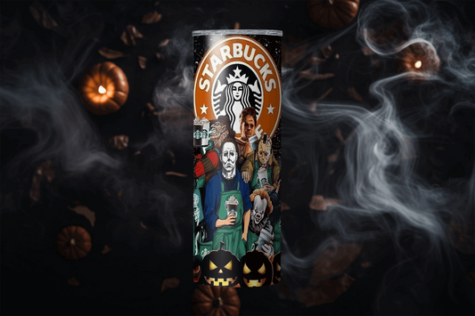 20oz Starbucks and tumbler by Macies Handmade Treasures featuring a Halloween horror character design