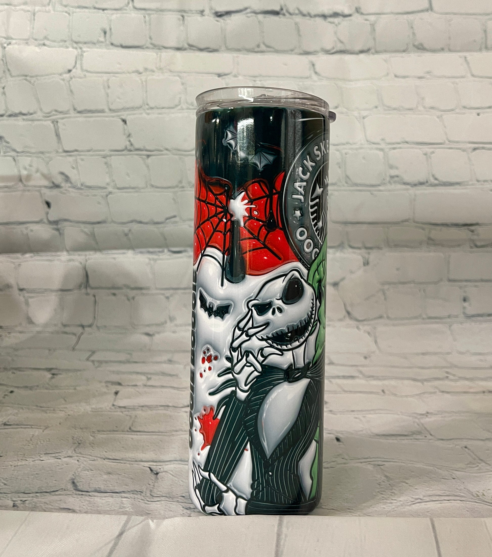 20oz tumbler for coffee featuring Halloween skeleton design by Macies Handmade Treasure's
