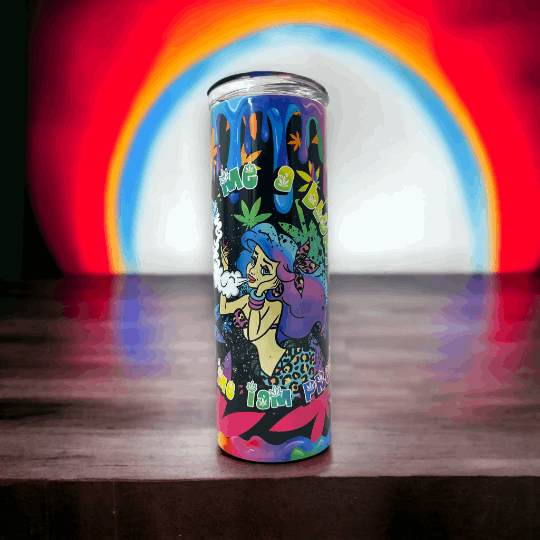 20oz Starbucks tumbler mermaid design with colorful graffiti art and purple-haired mermaid illustration