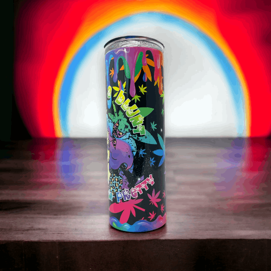 20oz Starbucks tumbler mermaid design with colorful graffiti art on black background by Macies Handmade Treasure's