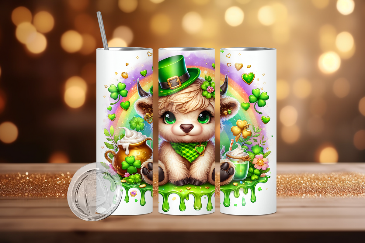 Photo of Saint Patrick's Day Cow with Rainbow & Golden Pot – 20 oz Tumbler