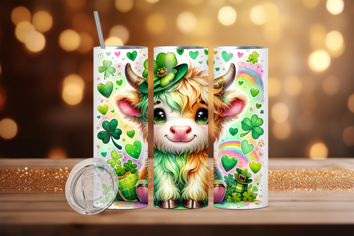 Photo of St Patrick's Day Baby Cow with Horns – 20 oz Tumbler