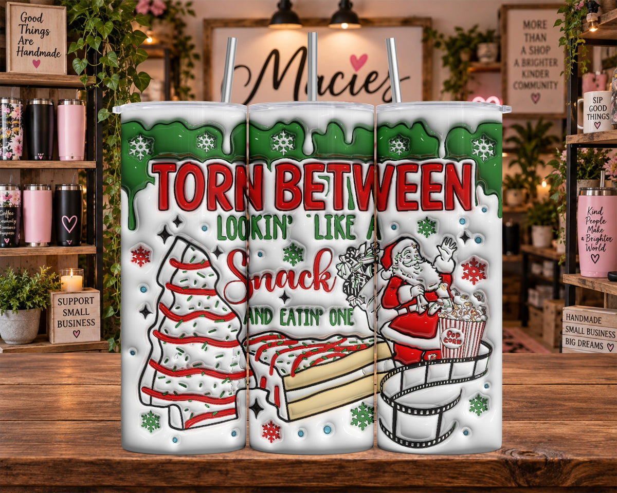 Torn Between Snacks Christmas 20 oz Tumbler